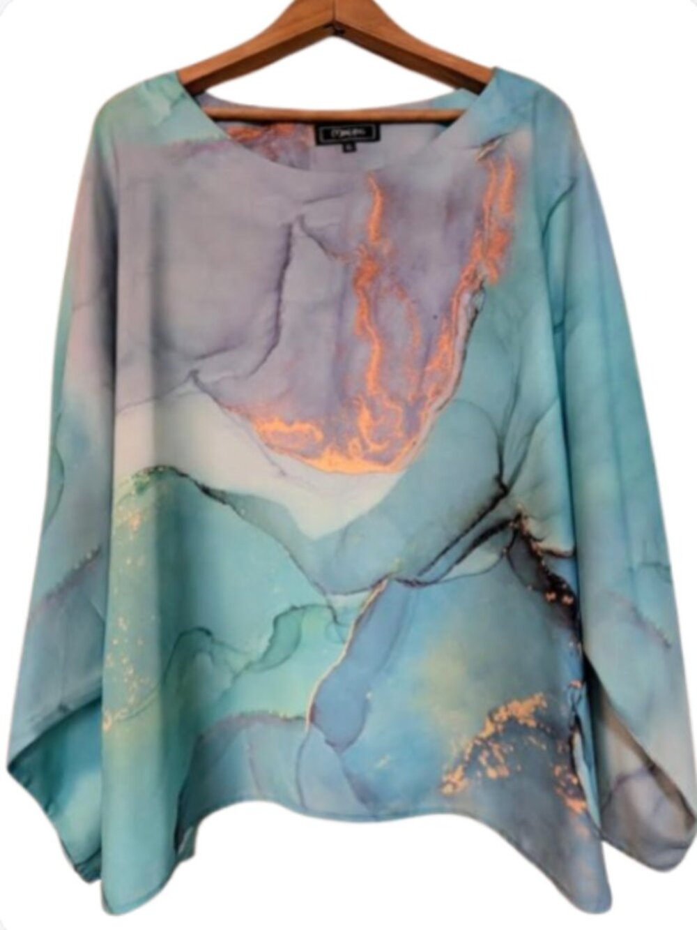 Minkas Artsy Watercolor Flowy Tunic Top XL Summer Easy Fit Boutique Lagenlook